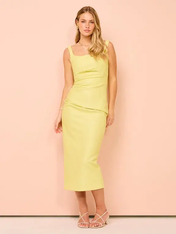 Manning Cartell Love Blossoms Raffia Midi Dress In Limoncello Size 10  - Image 1