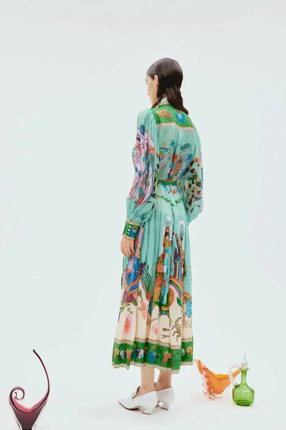 Alemais Evergreen Shirtdress Green/Print Size 14 - Image 3