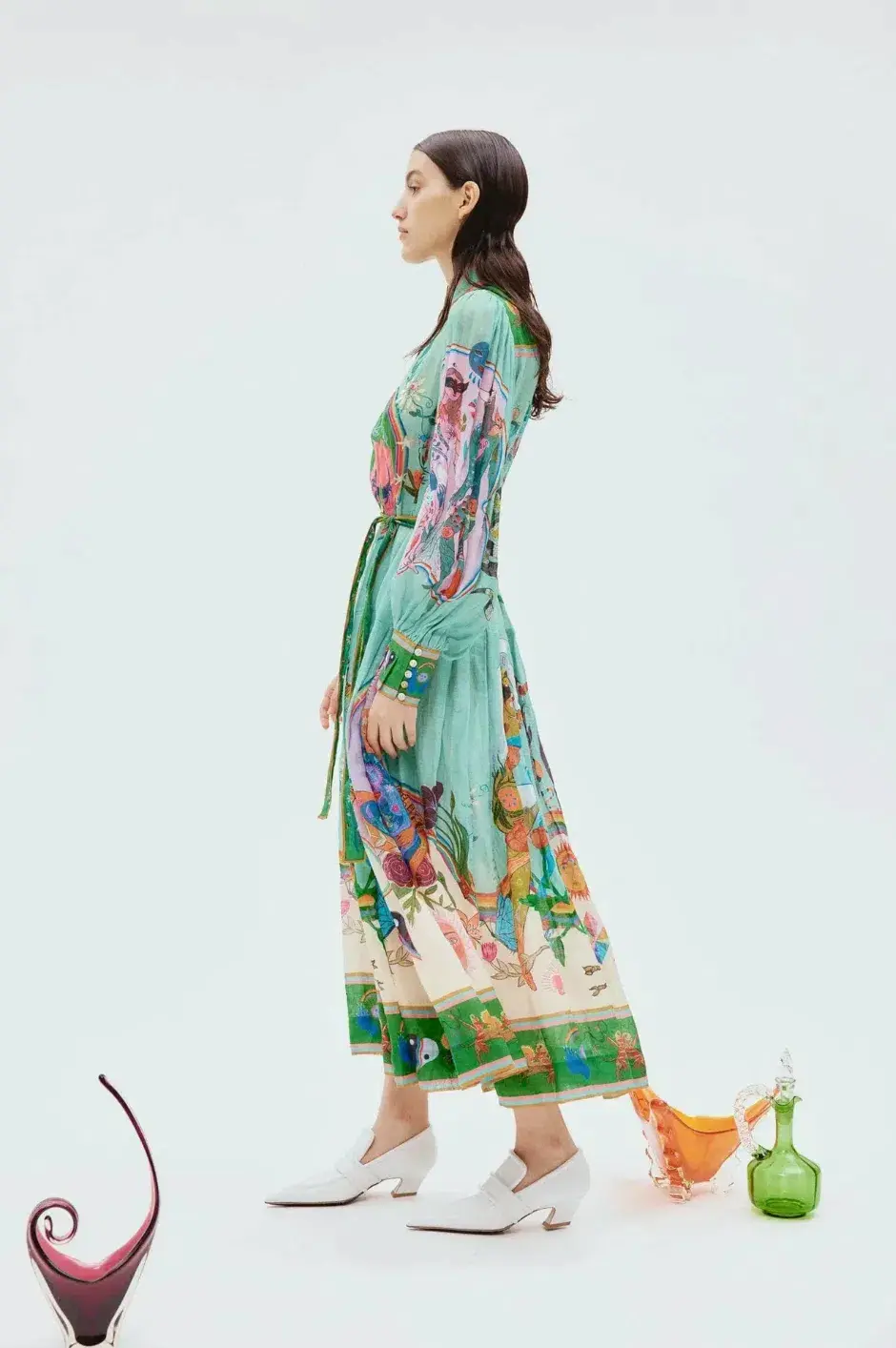 Alemais Evergreen Shirtdress Green/Print Size 14 - Image 4