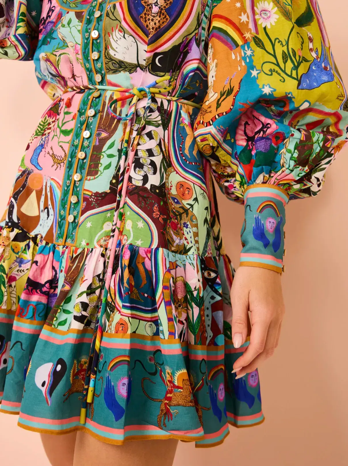 Alemais Evergreen Mini Dress Multi Size 12 - Image 5