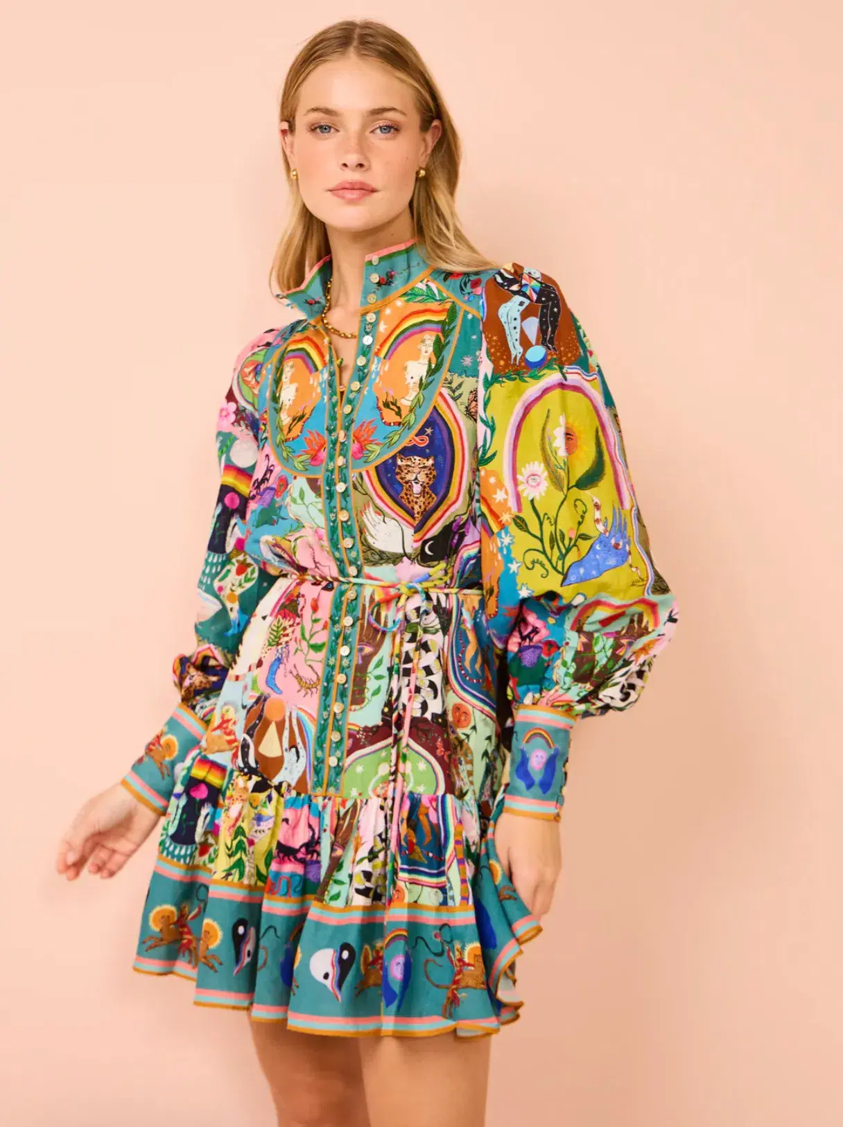 Alemais Evergreen Mini Dress Multi Size 12 - Image 1