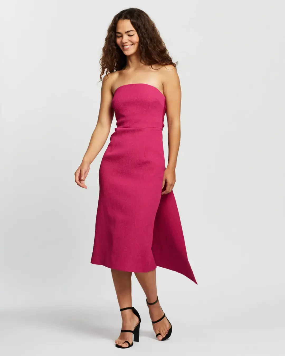 Rebecca Vallance Andie Tie Midi Dress Pink Size 8 for rent on The Volte - main image