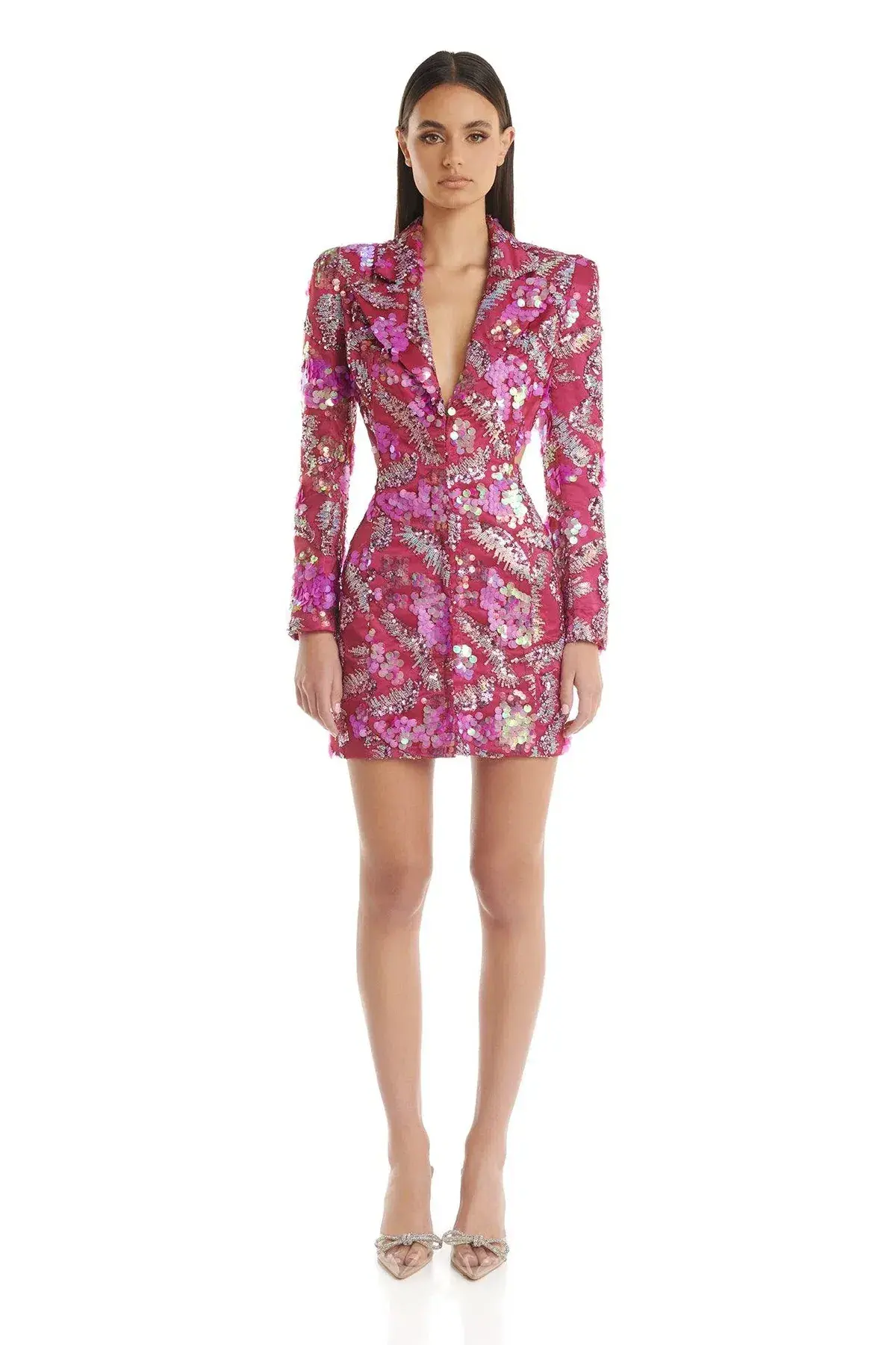 Eliya The Label Erica Mini Blazer Dress Pink Sequin Size XL / AU 14 - Image 3