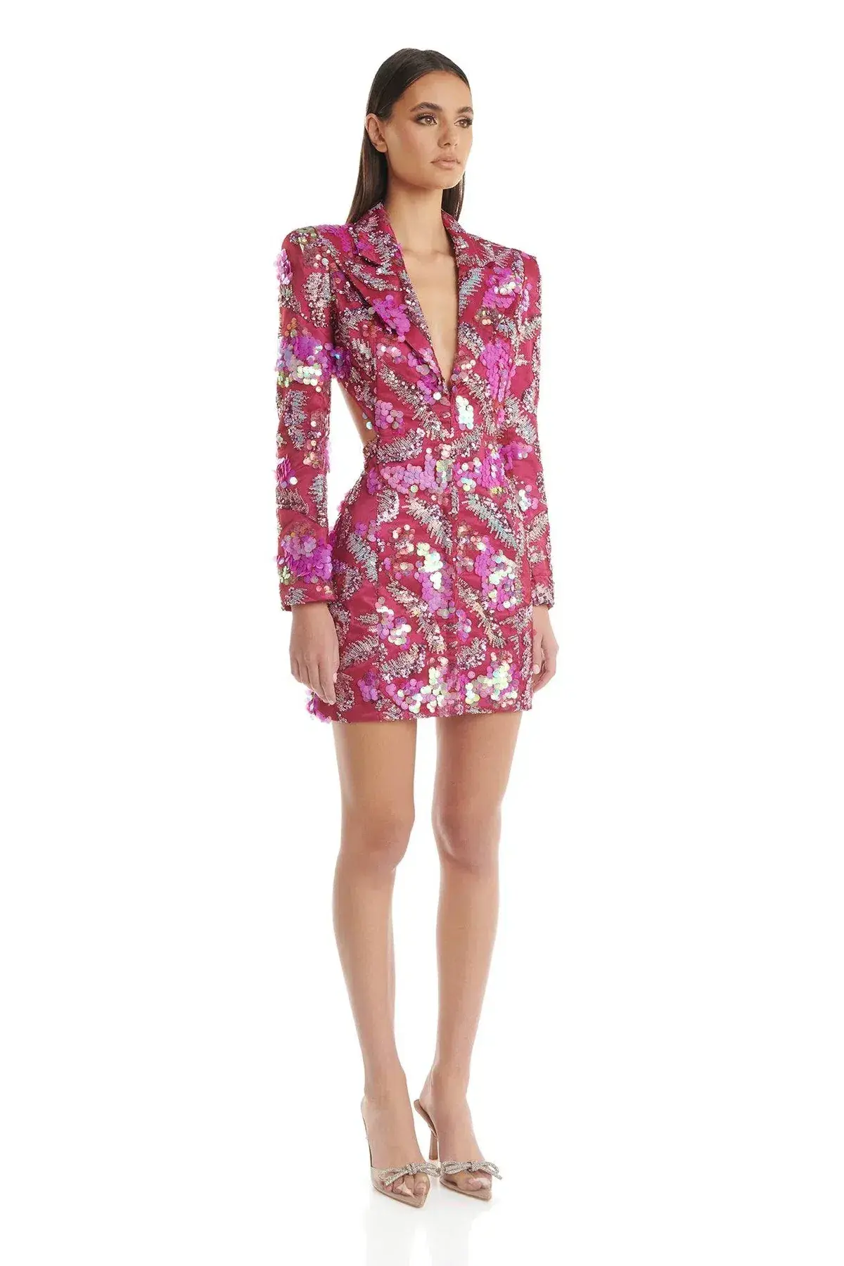 Eliya The Label Erica Mini Blazer Dress Pink Sequin Size XL / AU 14 - Image 6