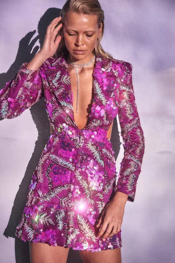 Eliya The Label Erica Mini Blazer Dress Pink Sequin Size XL / AU 14 - Image 7