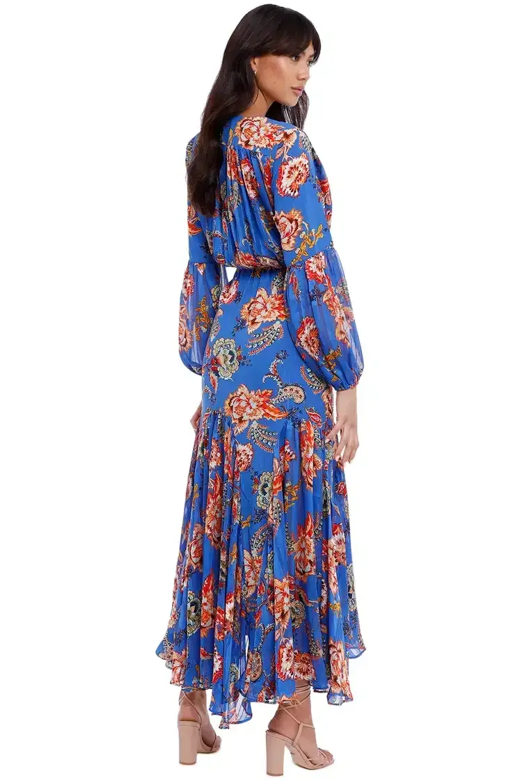 Elliatt Balance Dress in Blue/Print Size 12 for rent on The Volte - main image