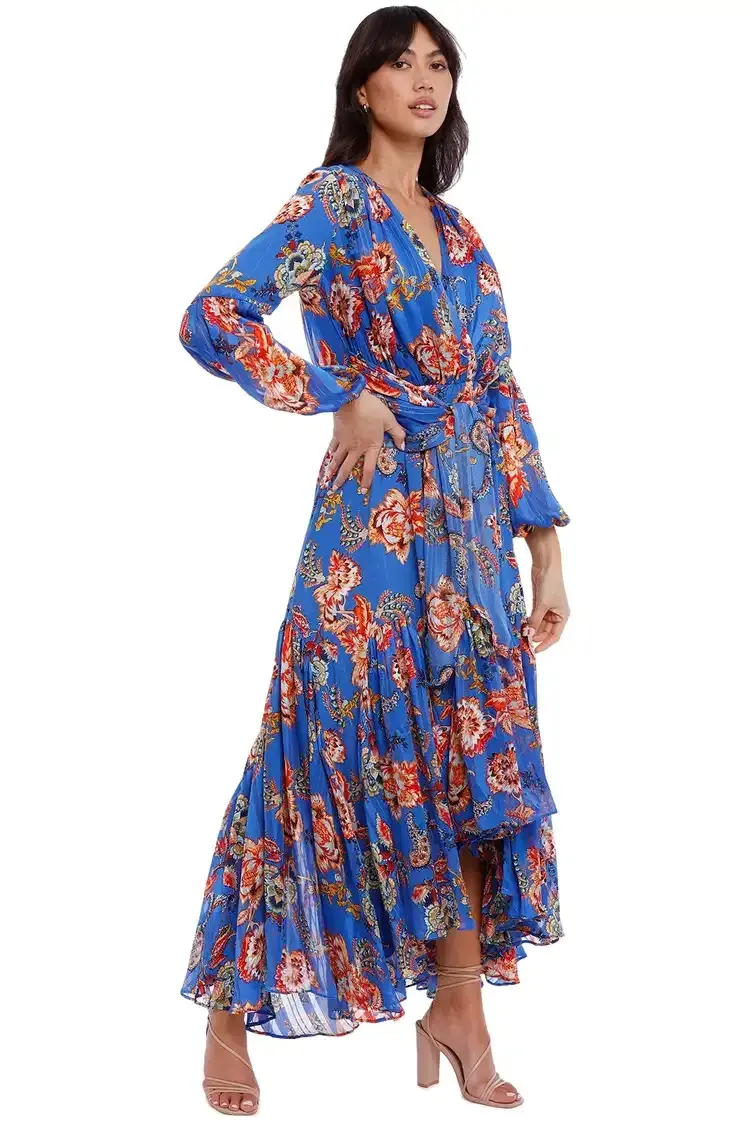 Elliatt Balance Dress in Blue/Print Size 8 - Image 4