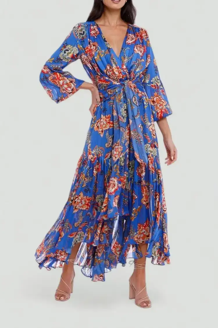 Elliatt Balance Dress in Blue/Print Size 8 - Image 2