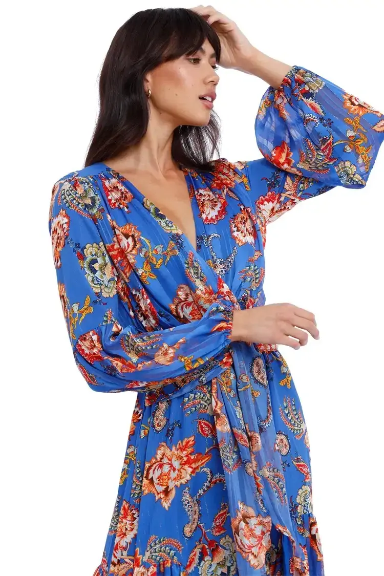 Elliatt Balance Dress in Blue/Print Size 8 - Image 5