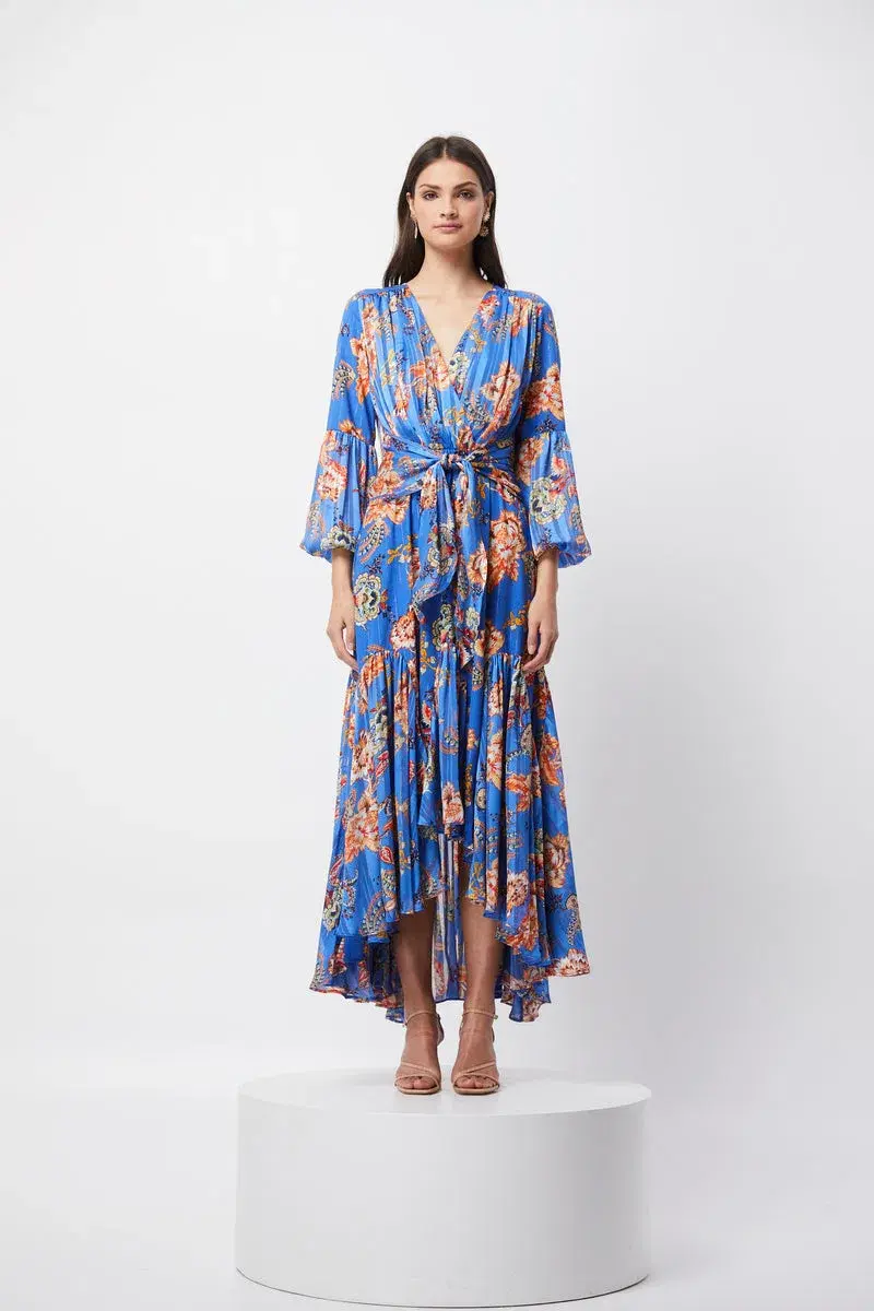Elliatt Balance Dress in Blue/Print Size 8 - Image 1