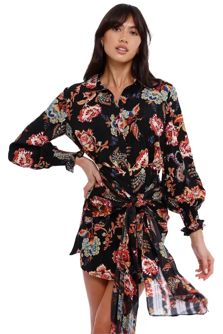 Elliatt Independence Dress in Black/Floral Size 6 - Image 3