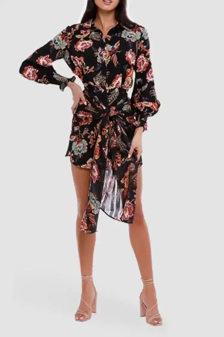Elliatt Independence Dress in Black/Floral Size 6 - Image 2