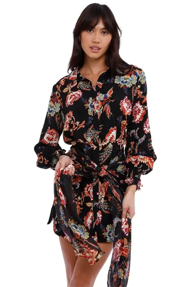 Elliatt Independence Dress in Black/Floral Size 6 - Image 4