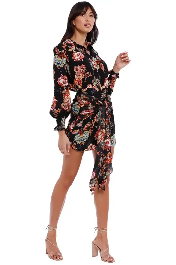 Elliatt Independence Dress in Black/Floral Size 6 - Image 1
