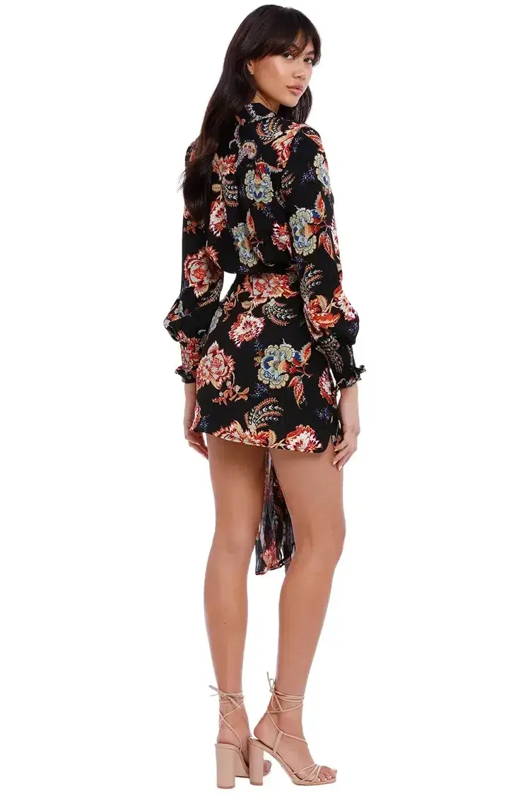 Elliatt Independence Dress in Black/Floral Size 6 - Image 5