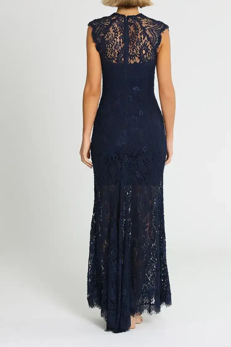 Elle Zeitoune Demi Gown in Navy Size 12 - Image 3