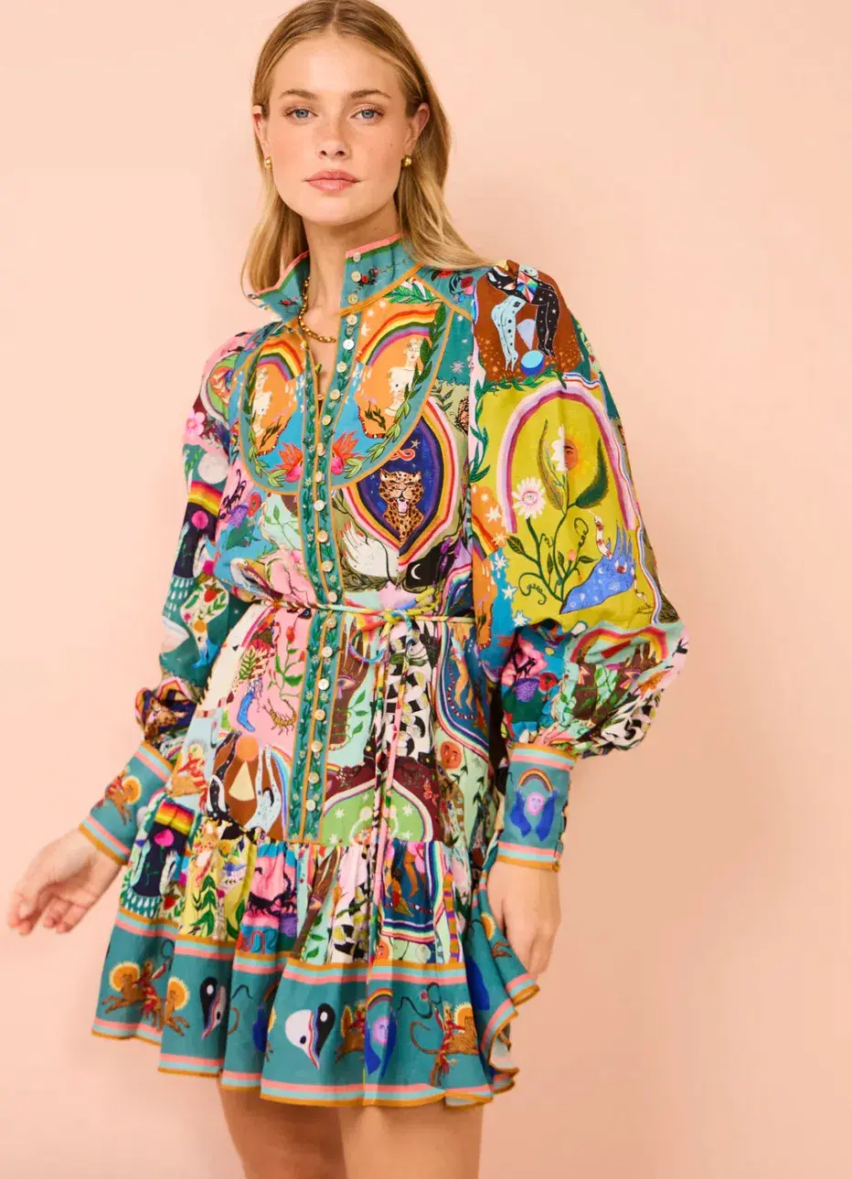 Alemais Evergreen Mini Dress Multi Size 12 - Image 2