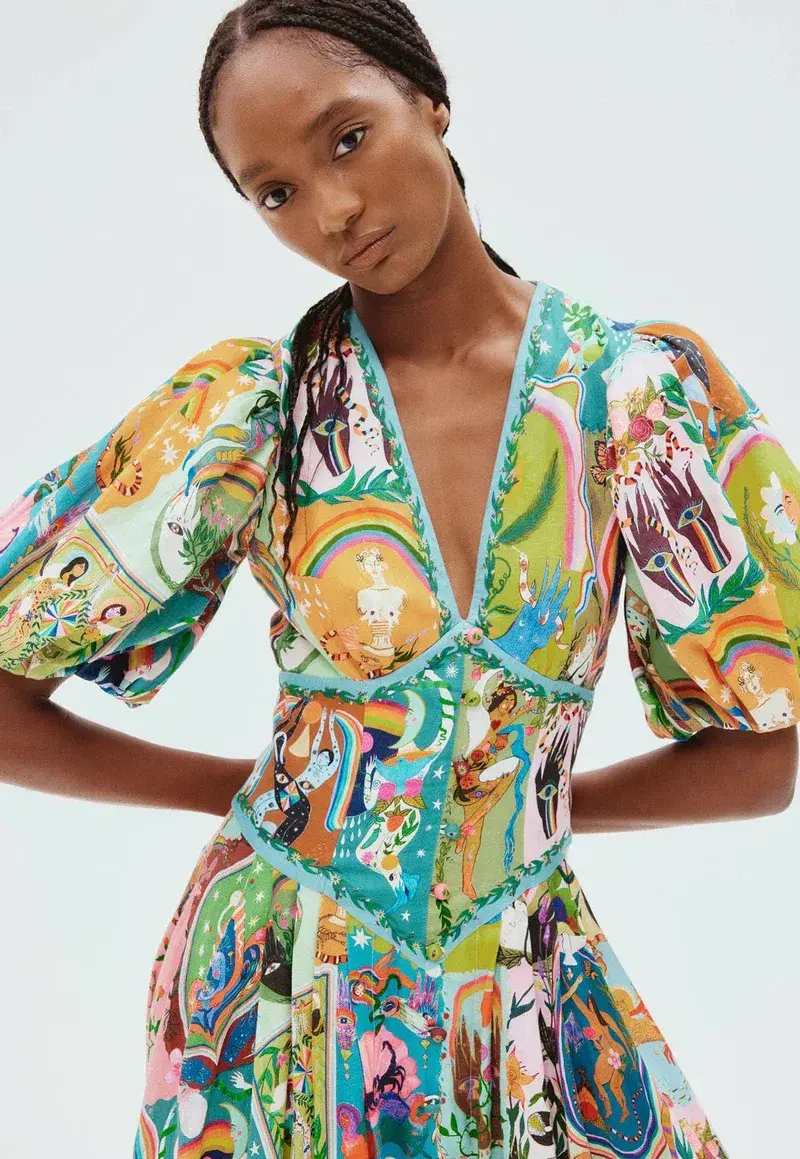 Alemais Evergreen Midi Dress Multi Size 8  - Image 4