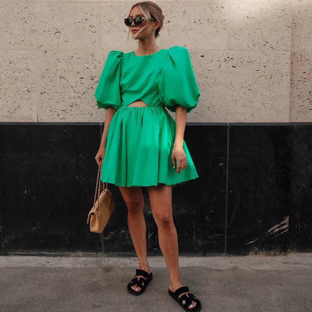 Aje Colette Cut Out Mini Dress Green Size 12 - Image 1