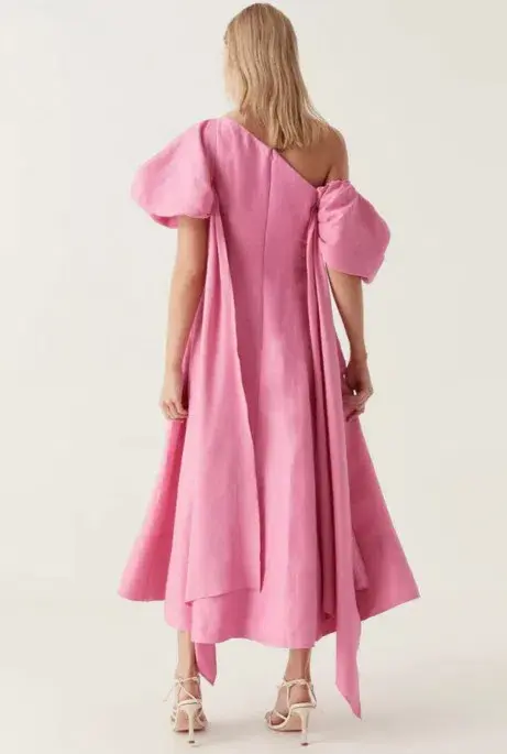 Aje Arista Tulip Sleeve Midi Dress Pink Size 8 for rent on The Volte - main image