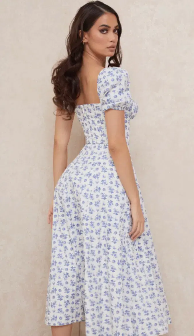 House of CB Tallulah Midi Dress Blue White Floral Size XS / AU 6 - Image 3