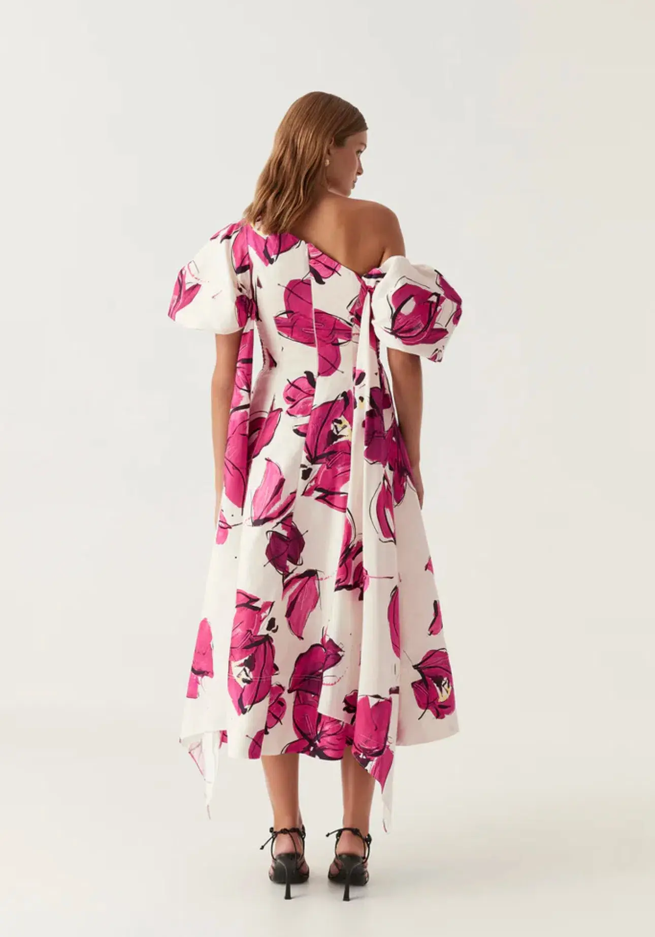 Aje Arista Tulip Sleeve Midi Dress Falling Florals Size 12 - Image 3