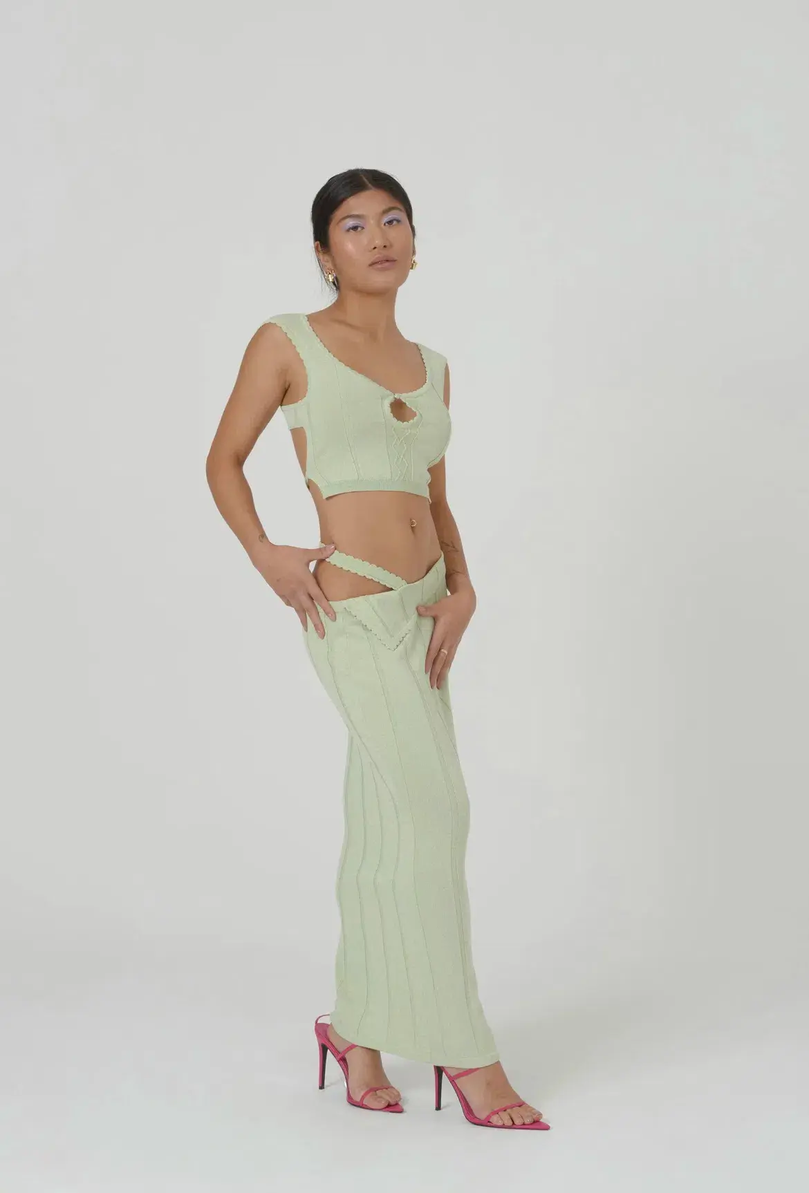Amiss the Label Joanne Top & Skirt Set Green Size 12 - Image 1