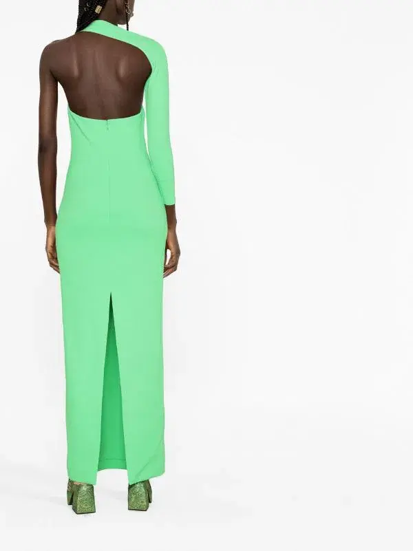 Solace London Saren One Shoulder Stretch Crepe Gown Green Size 10 - Image 2