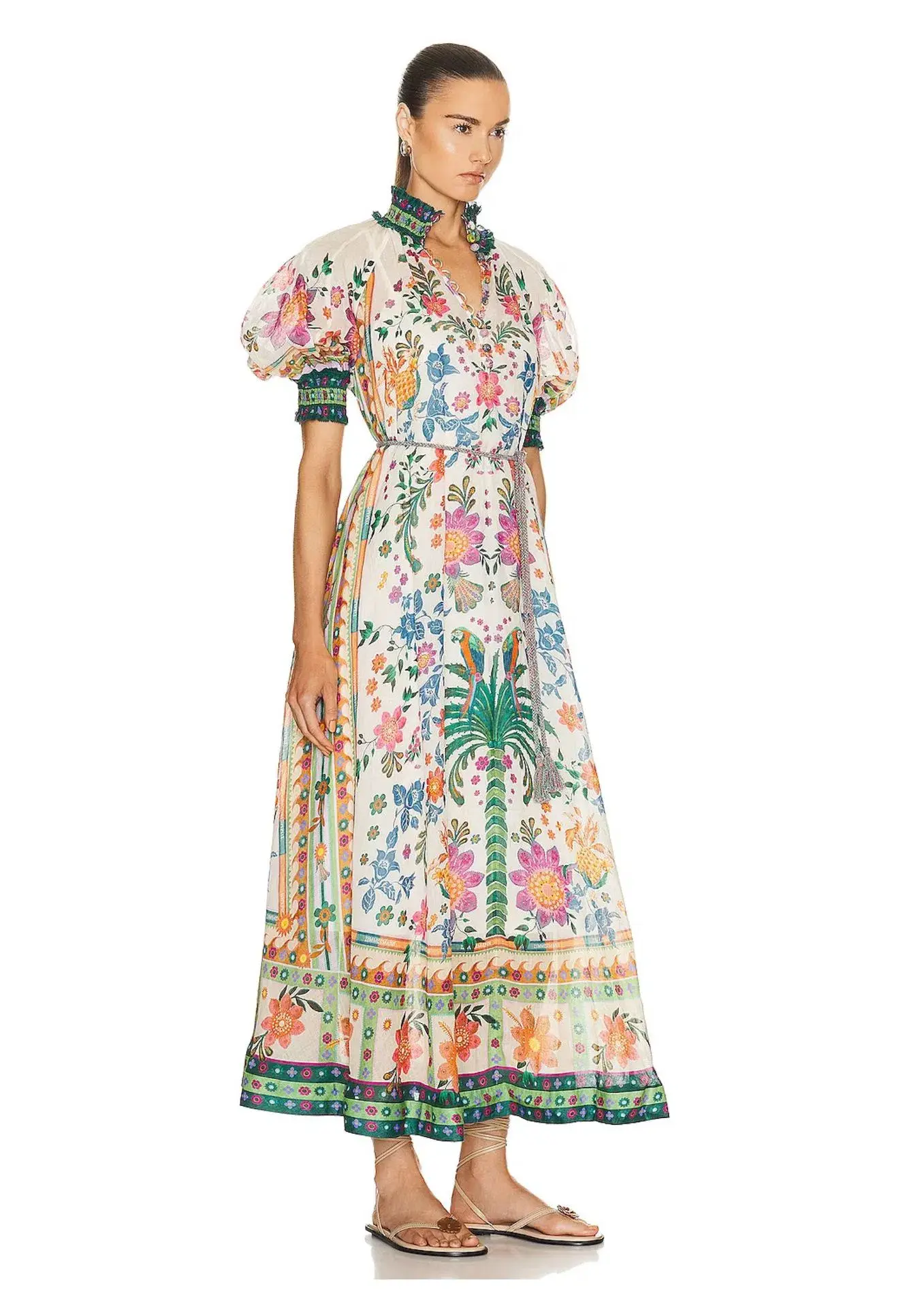 Zimmermann Ginger Swing Maxi Dress Cream Multi Size 4 / AU 16 - Image 1