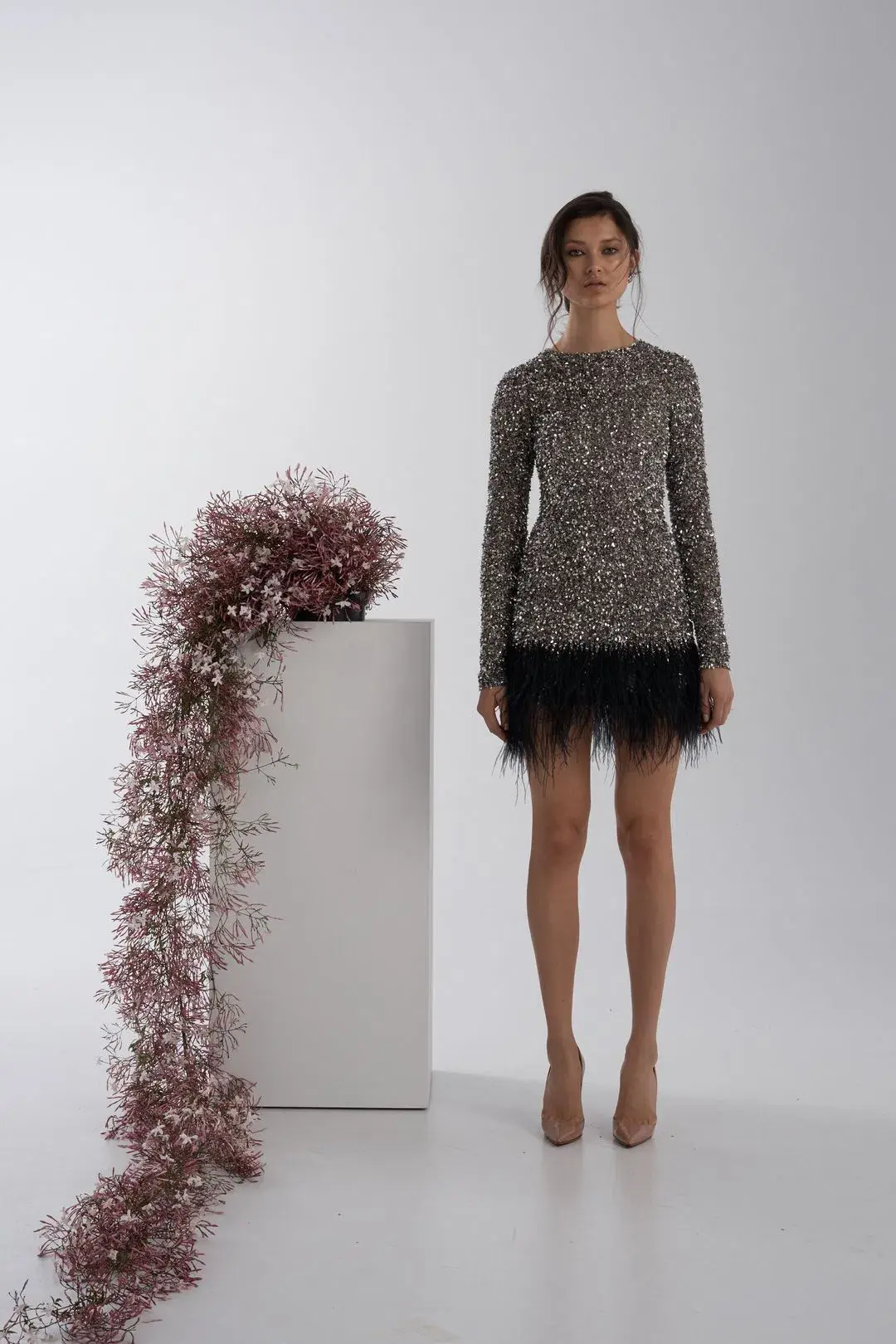 Rachel Gilbert Nisha Mini Dress Silver Sequin Size 1 / Au 8 - Image 1