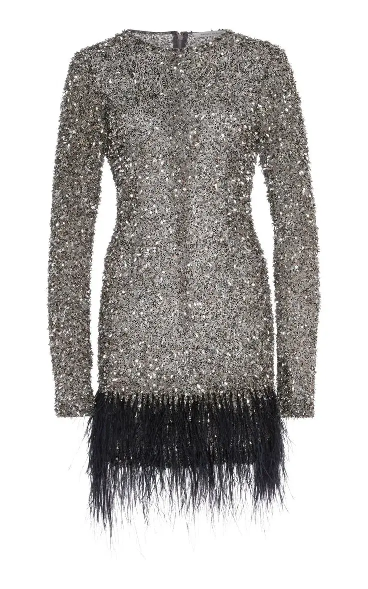 Rachel Gilbert Nisha Mini Dress Silver Sequin Size 1 / Au 8 - Image 3
