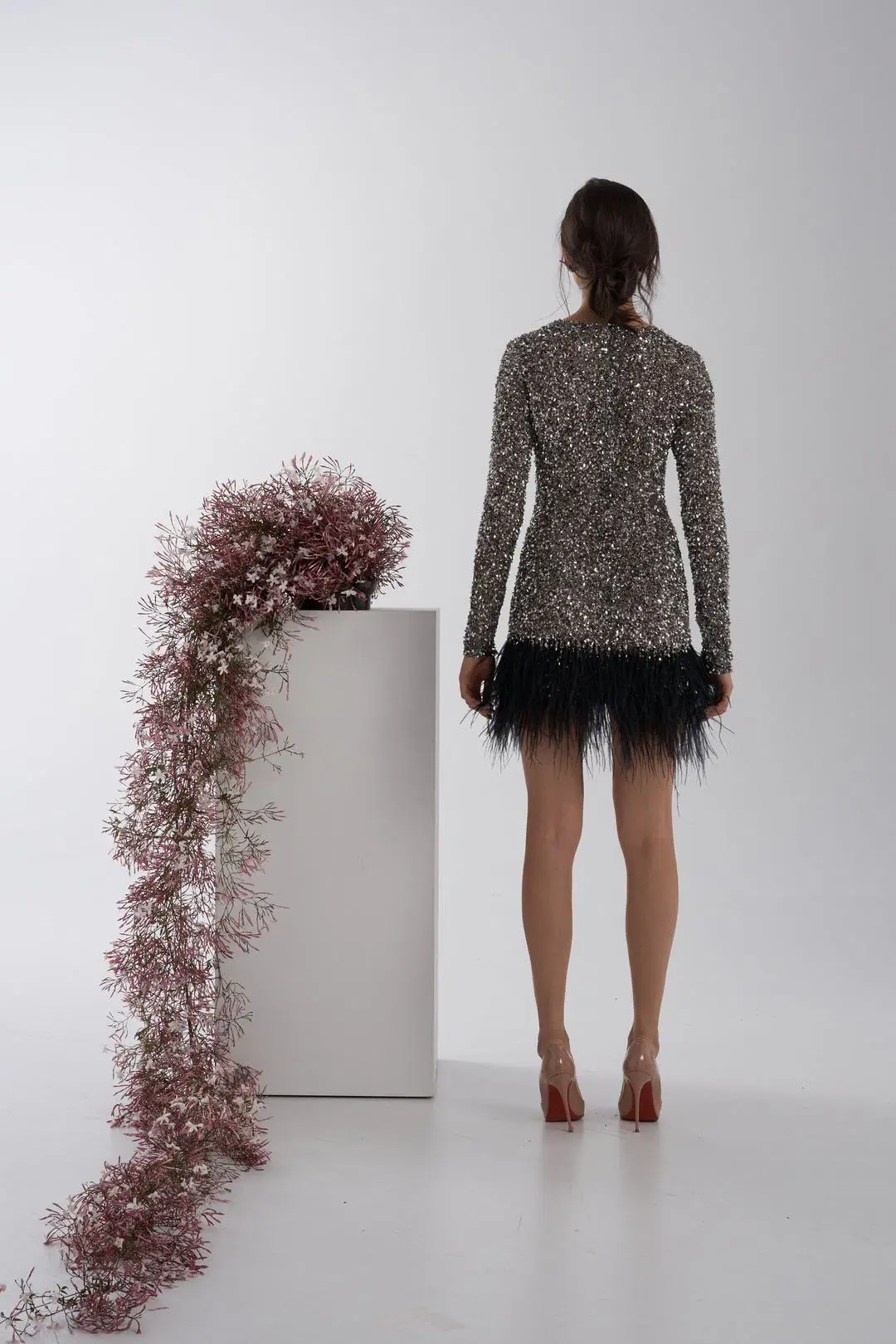 Rachel Gilbert Nisha Mini Dress Silver Sequin Size 1 / Au 8 - Image 2