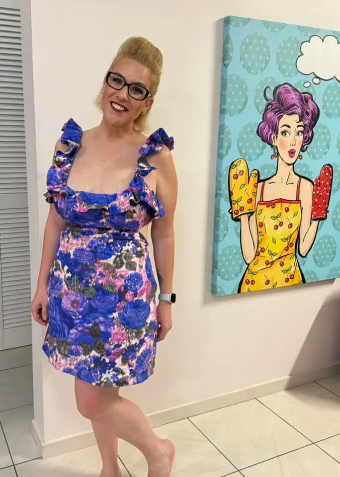 Zimmermann  High Tide Frill Mini Dress Purple Ikat Size 3 / AU 14 - Image 2