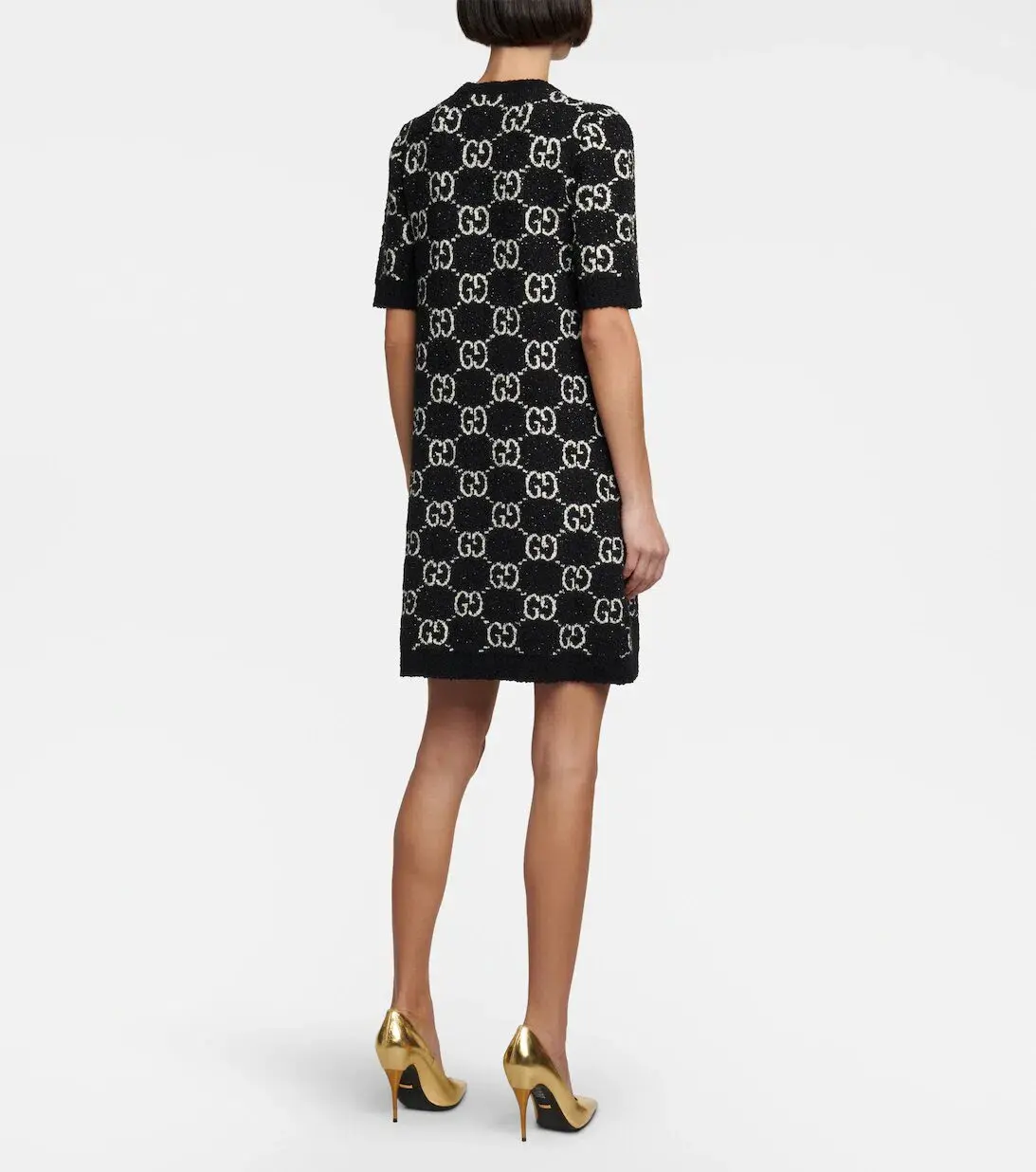 Gucci GG Jacquard Cotton-blend Minidress Dress Black Size  Xs/Au 8 - Image 2
