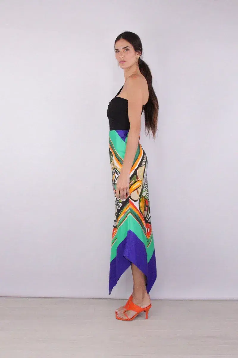 Christopher Esber Bandana Silk Maxi Skirt Print Size 8 - Image 2