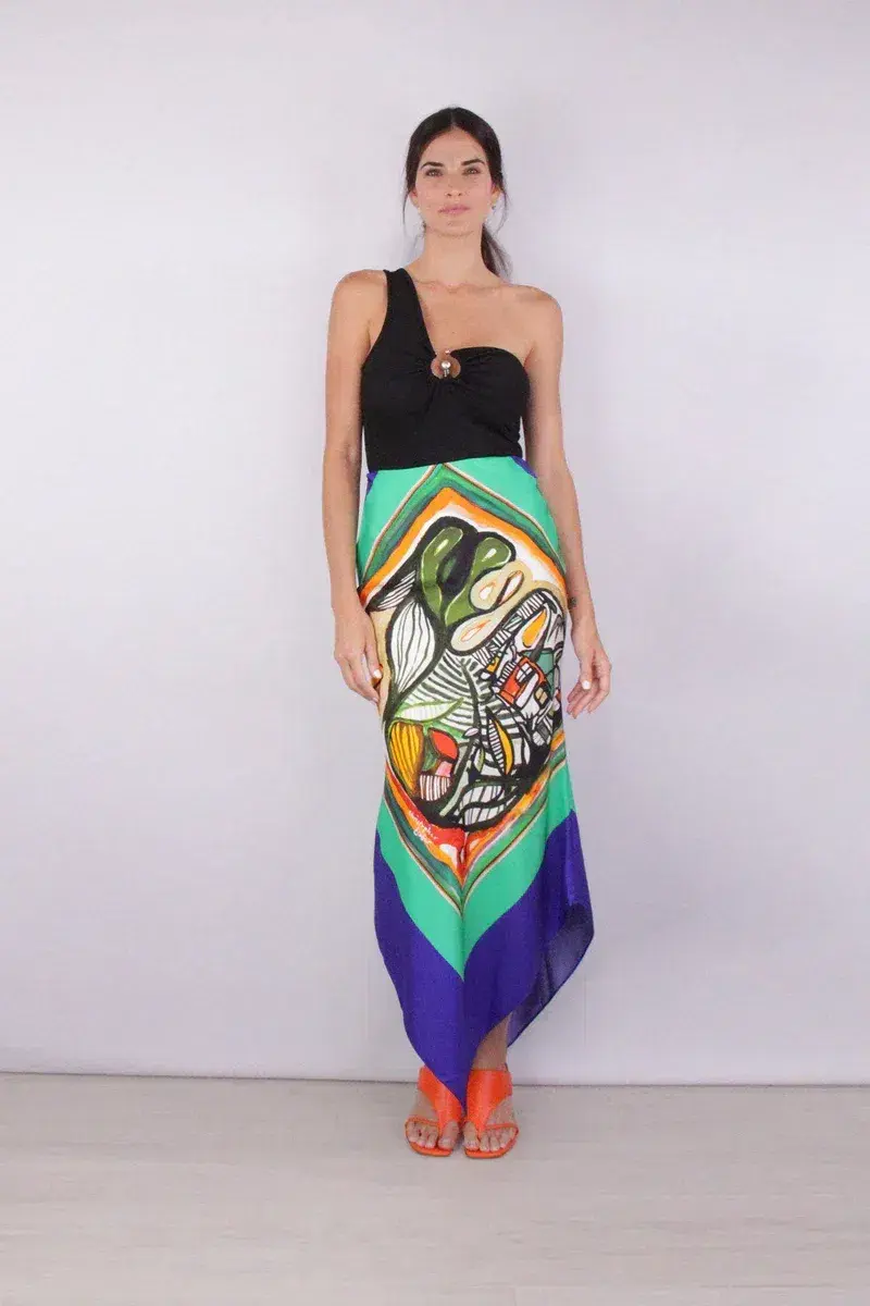 Christopher Esber Bandana Silk Maxi Skirt Print Size 8 - Image 1