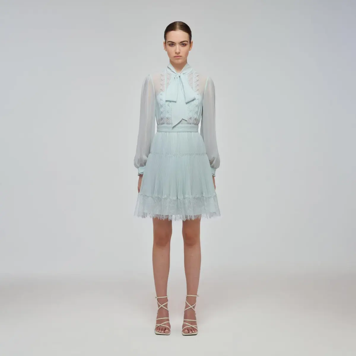 Self Portrait Pale Green Chiffon Mini Dress Mint Size 4 - Image 1