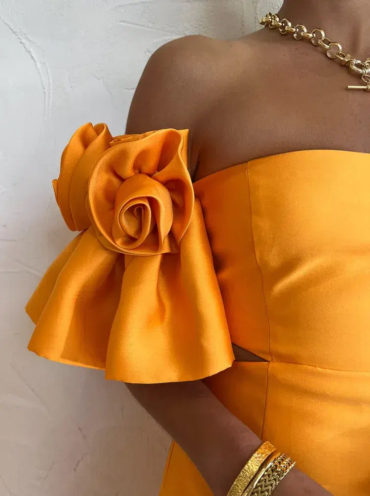 Alemais Macie Rosette Mini Dress Orange Size 10 - Image 4