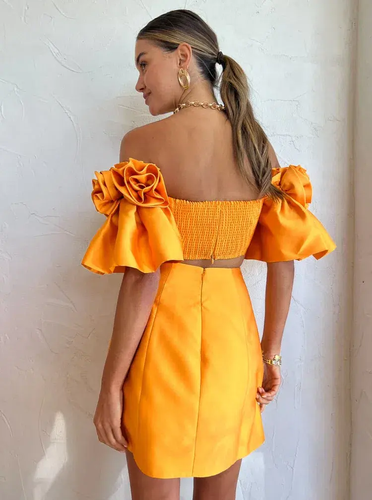 Alemais Macie Rosette Mini Dress Orange Size 10 - Image 5