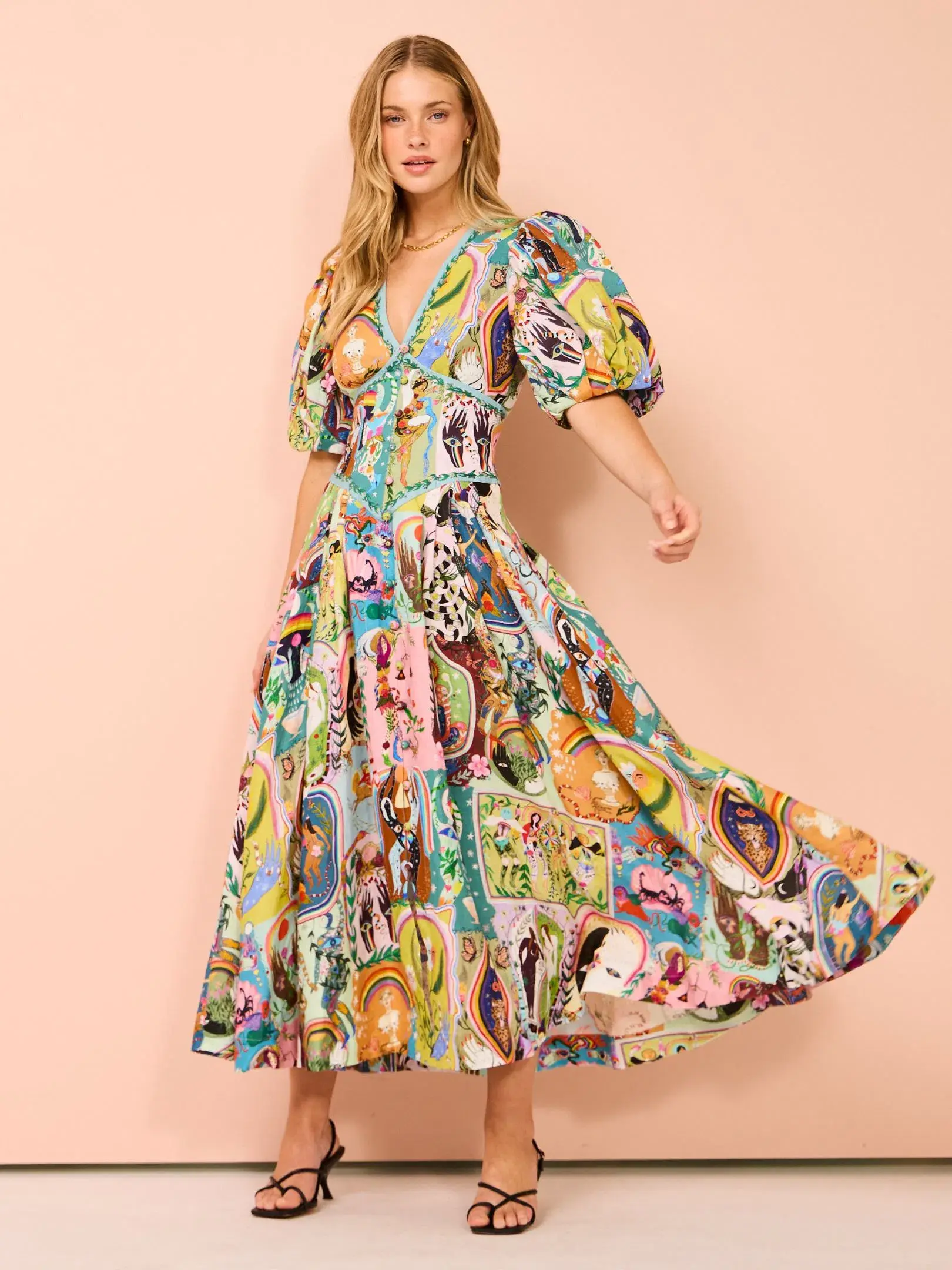 Alemais Evergreen Midi Dress Print Size 8 - Image 1
