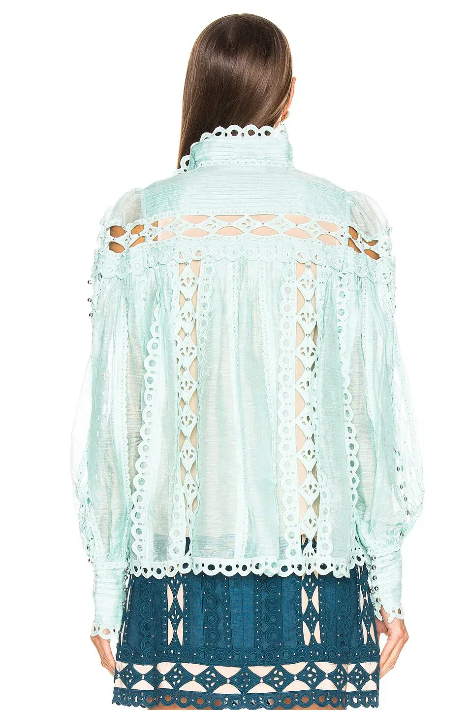 Zimmermann Moncur Studded Blouse Mint Blue Size 0 /AU 8 for rent on The Volte - main image