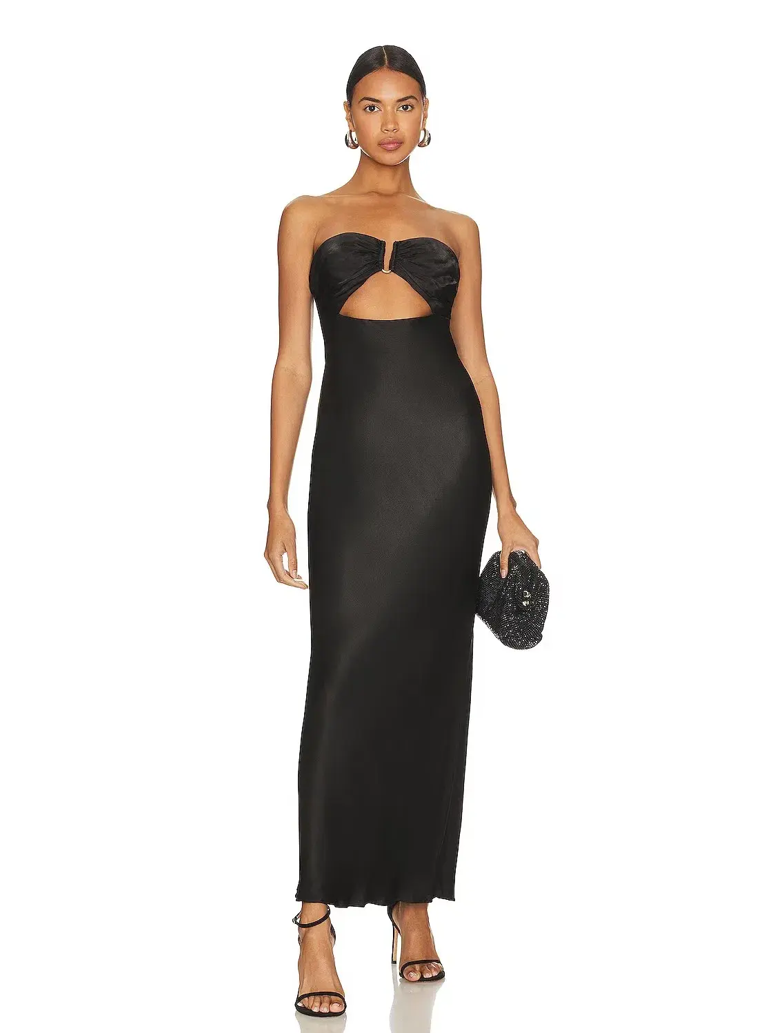 Shona Joy Camille Strapless Cutout Midi Dress Black Size 8 - Image 1
