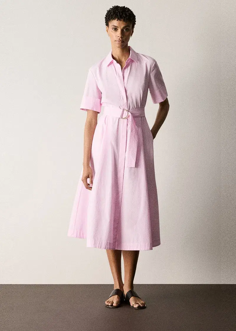 Trenery Cotton Poplin Shirt Dress Carnation Pink Size 8 - Image 1