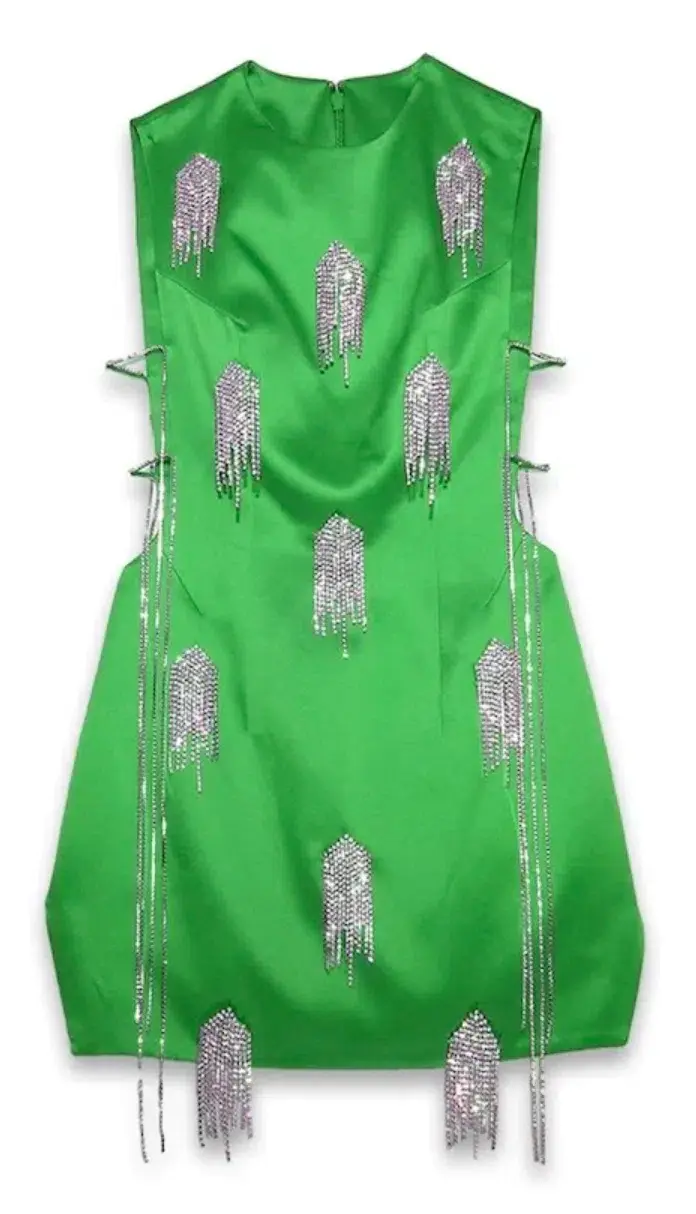 Kourh Onirique Crystal Mini Dress Green Size 12 for rent on The Volte - main image