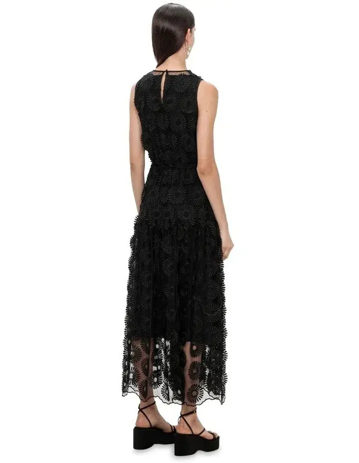 Veronika Maine  3d Floral Midi Dress Black  Size 18  - Image 2