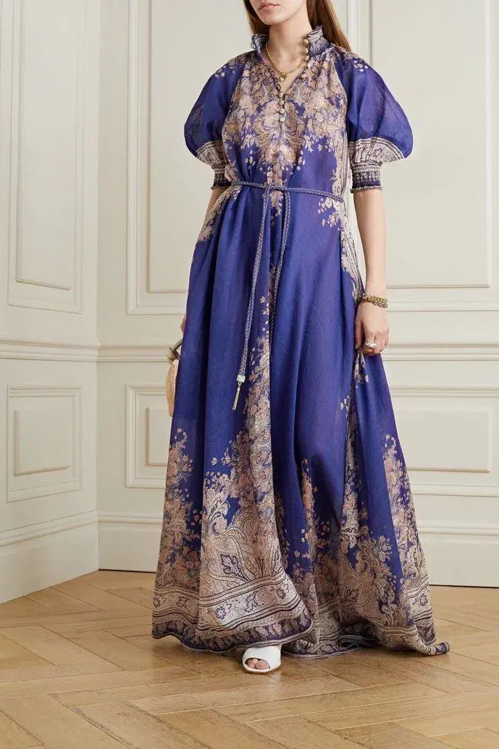 Zimmermann Anneke Swing Maxi Dress in Indigo Paisley Size 3/AU 14 - Image 2