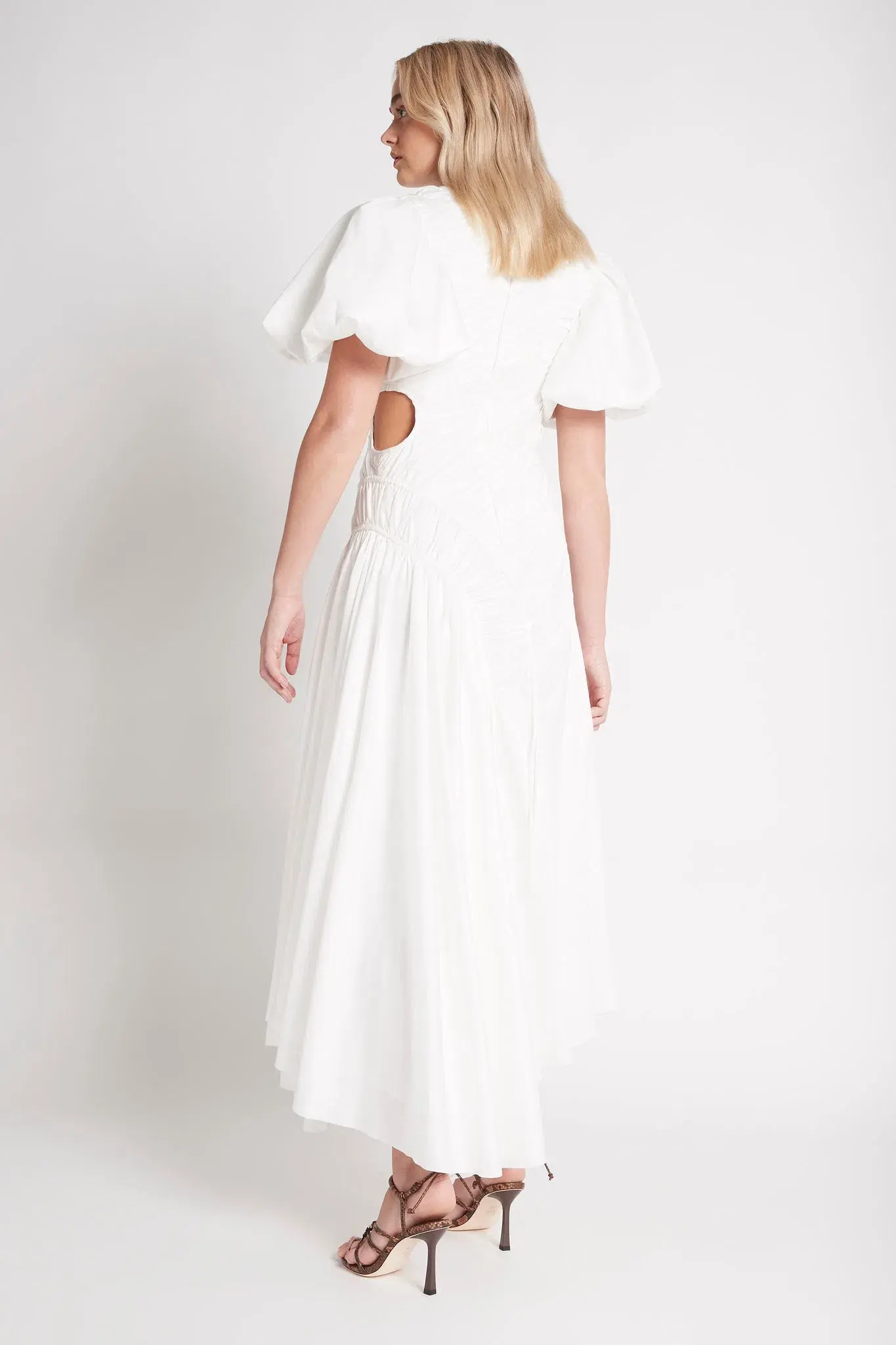 Aje Siren Drawstring Midi Dress Ivory Size 10 - Image 4