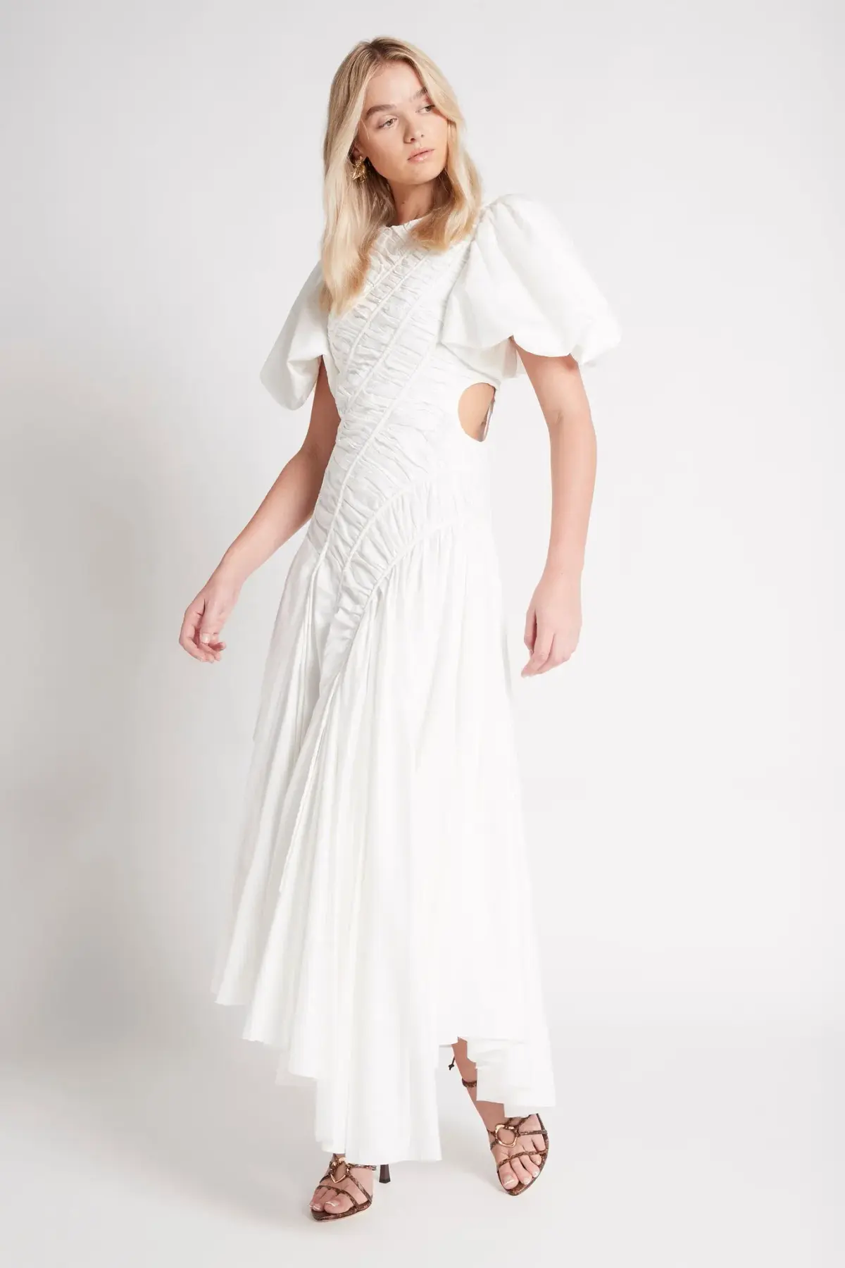 Aje Siren Drawstring Midi Dress Ivory Size 10 - Image 2