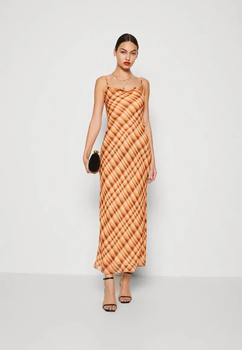 Bec & Bridge Soleil Slip Maxi Dress Golden Hour Check Size AU 8  - Image 1