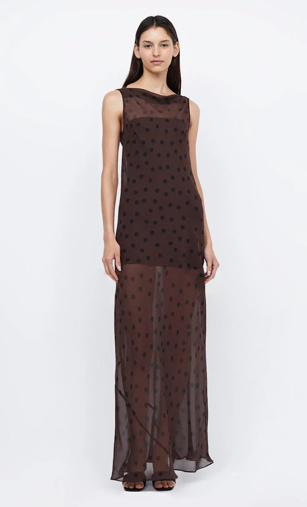 Bec & Bridge Turner Boatneck Maxi Dress Chocolate Size 10 - Image 2